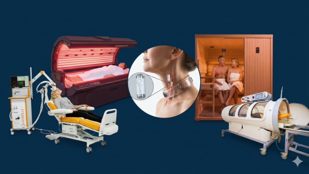 Collage of evidence-based devices for healthy longevity