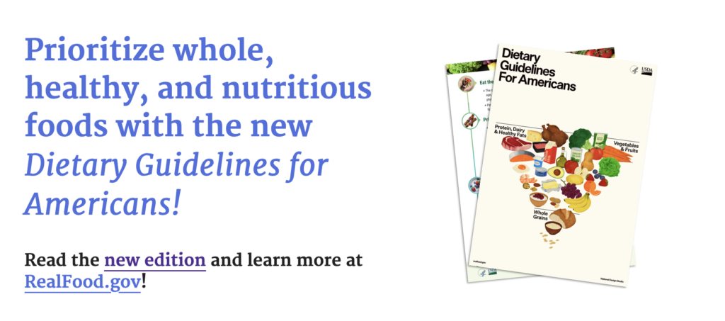 Image of the federal Dietary Guidelines website